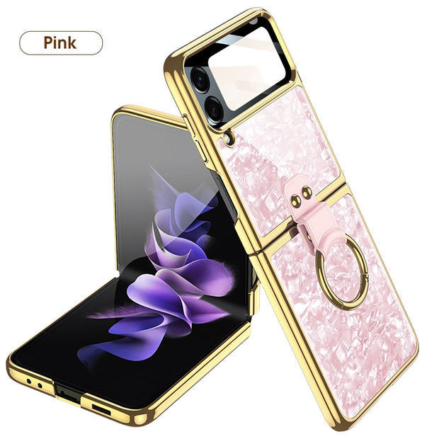 Luxury Plating Case with Ring Bracket for Samsung Galaxy Z Flip 4